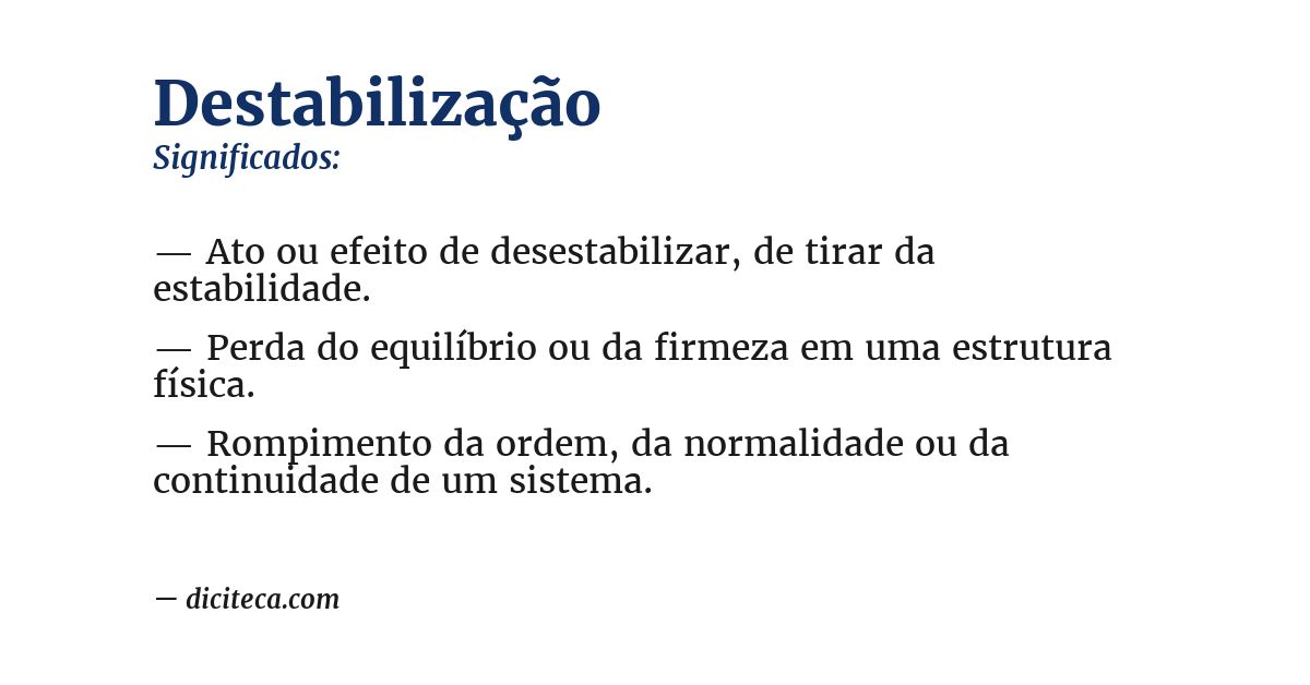 Significado de destabilização