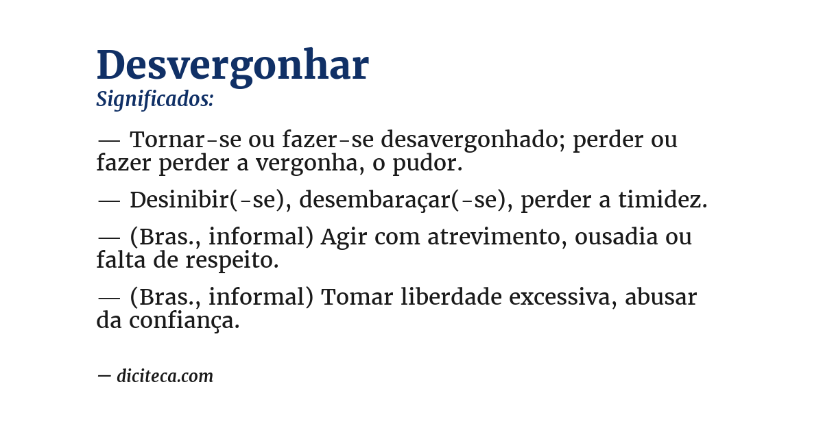 Significado de desvergonhar