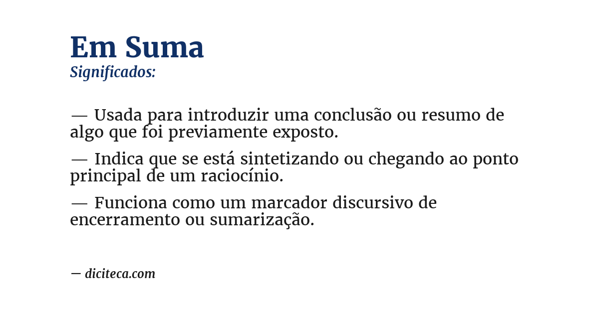 Significado de em suma