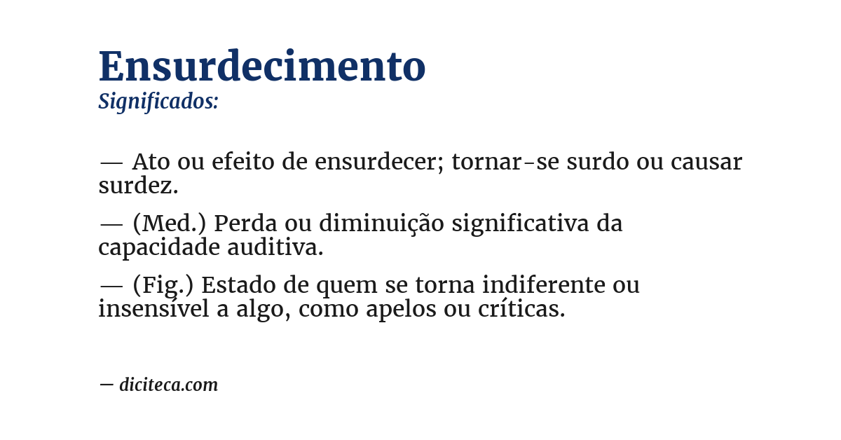 Significado de ensurdecimento