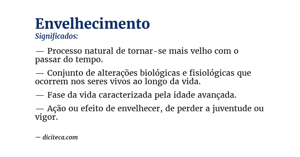 Significado de envelhecimento