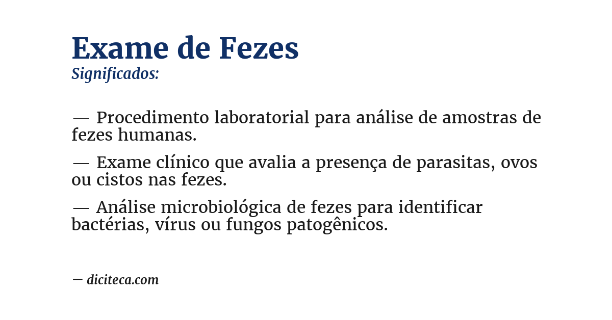 Significado de exame de fezes