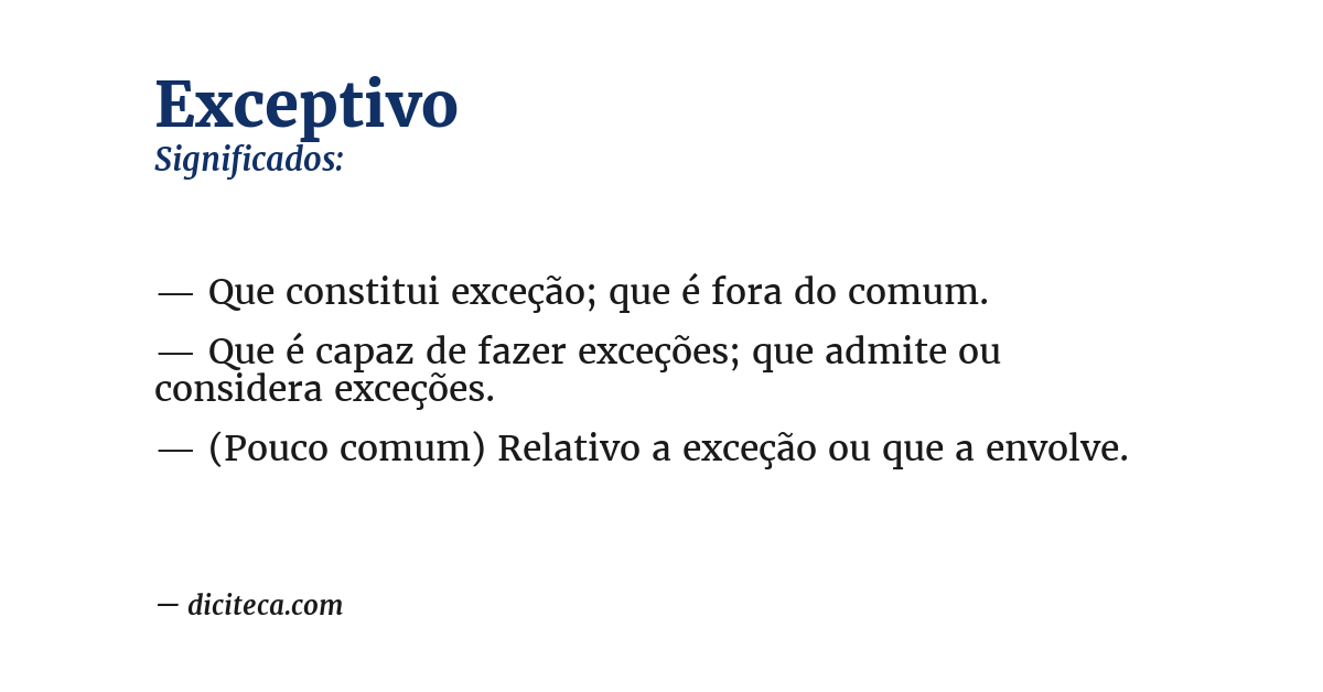 Significado de exceptivo