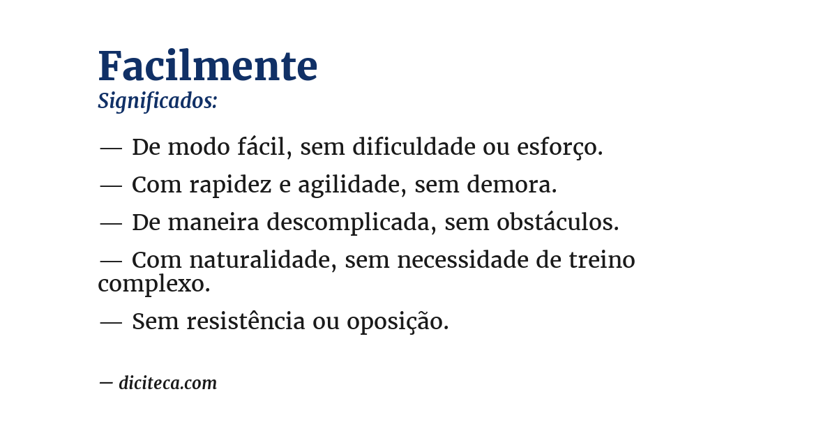 Significado de facilmente