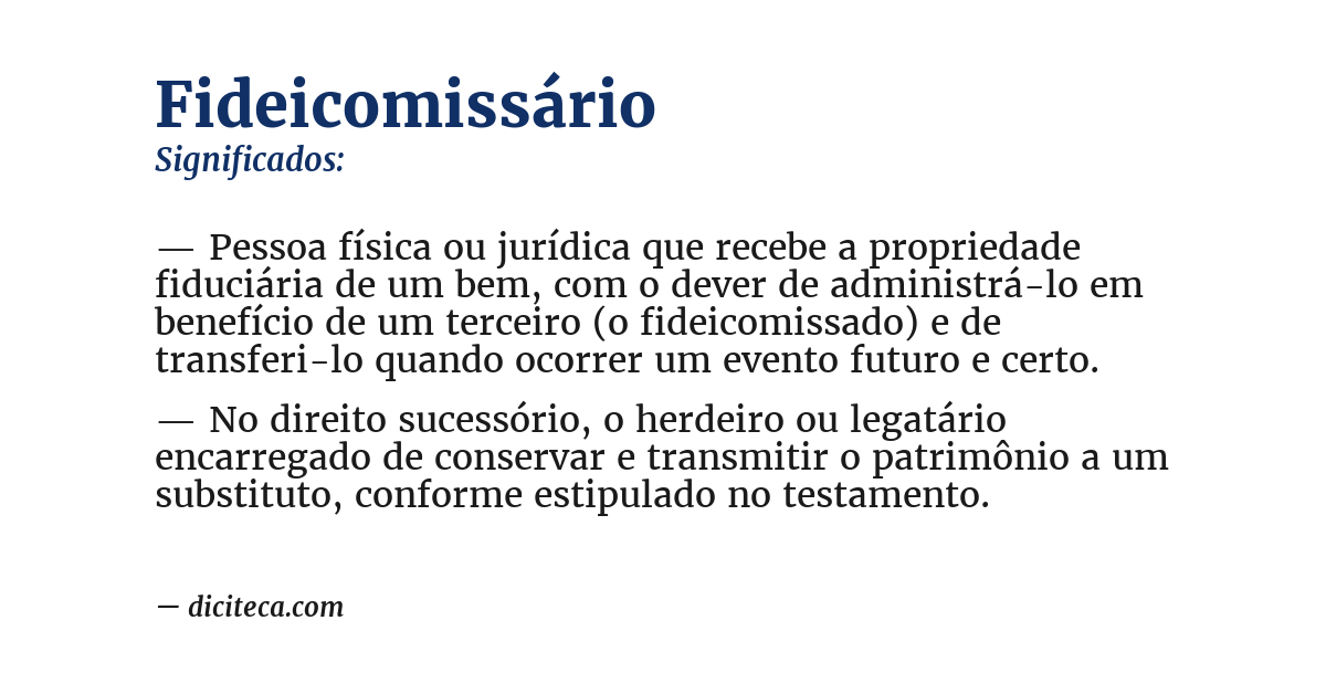 Significado de fideicomissário