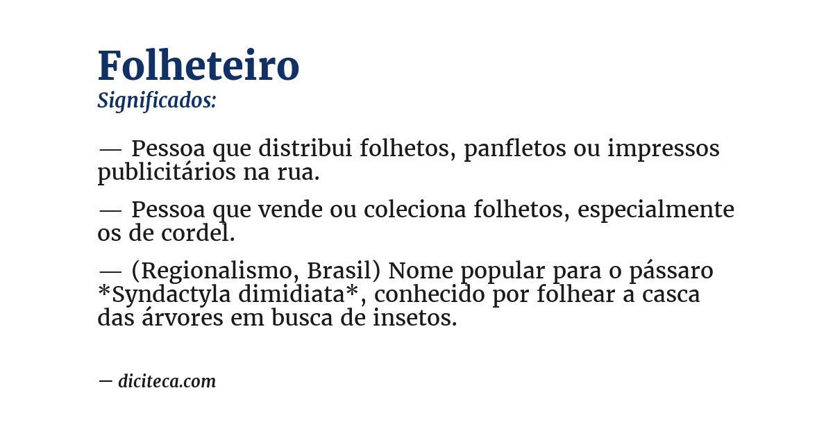 Significado de folheteiro