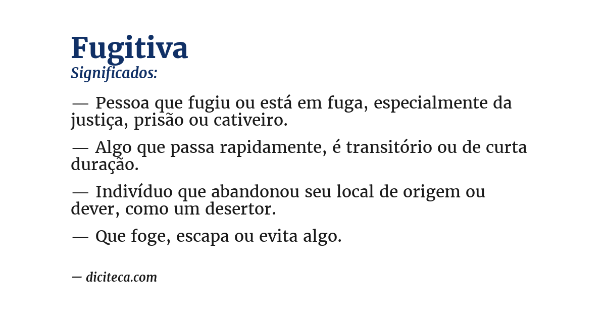 Significado de fugitiva