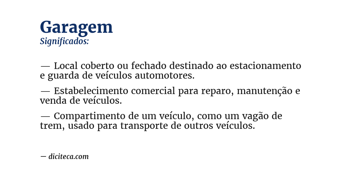 Significado de garagem