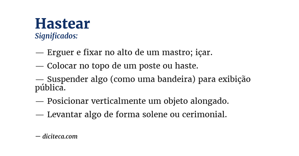 Significado de hastear