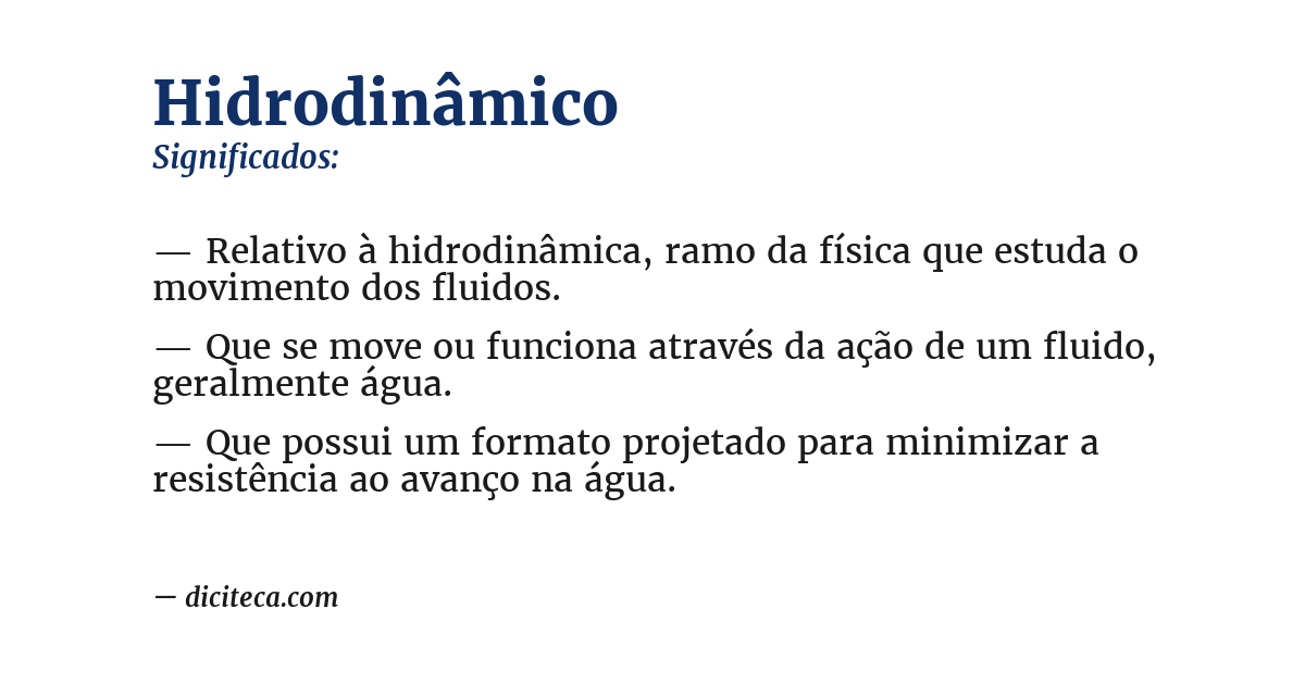 Significado de hidrodinâmico