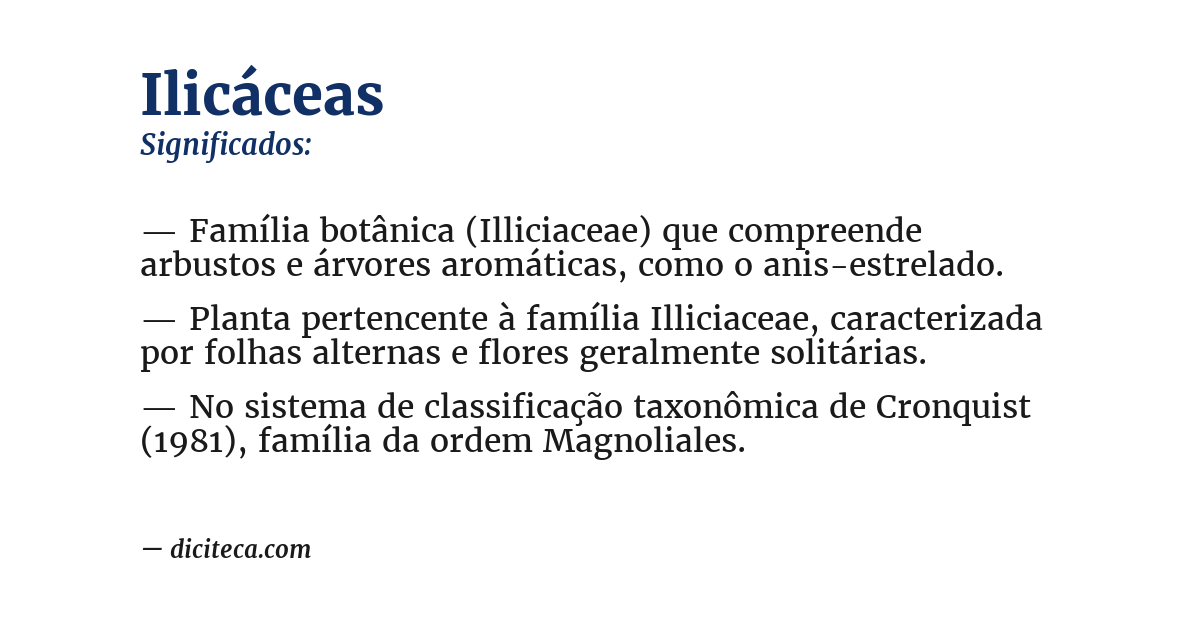 Significado de ilicáceas