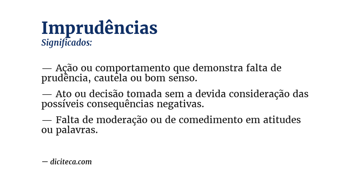 Significado de imprudências