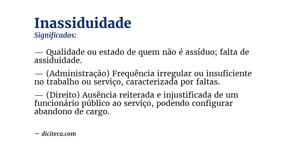 Significado de inassiduidade
