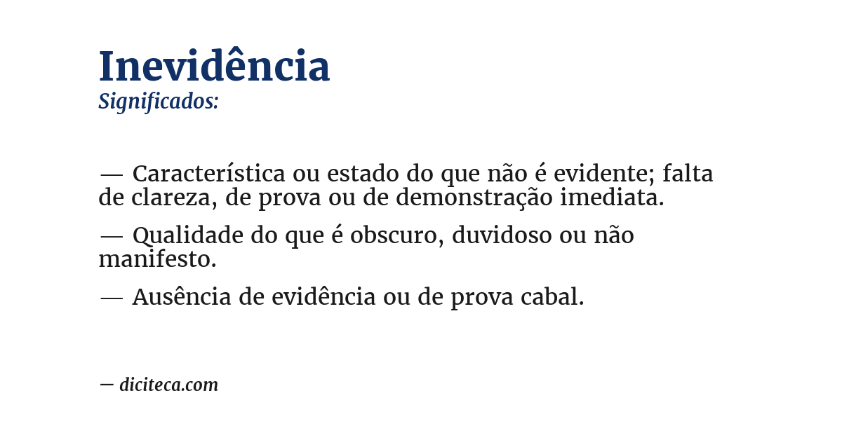 Significado de inevidência