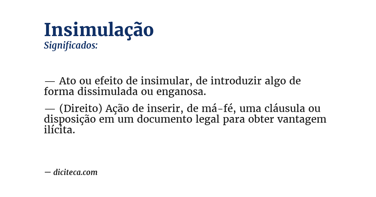 Significado de insimulação