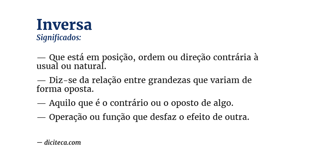 Significado de inversa