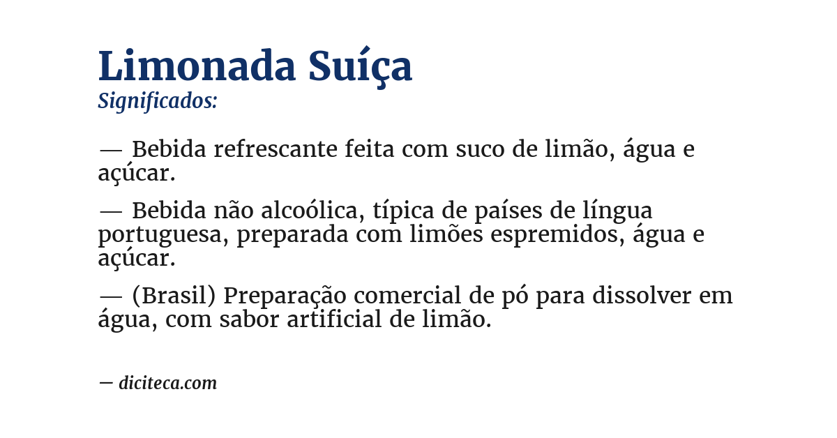 Significado de limonada suíça