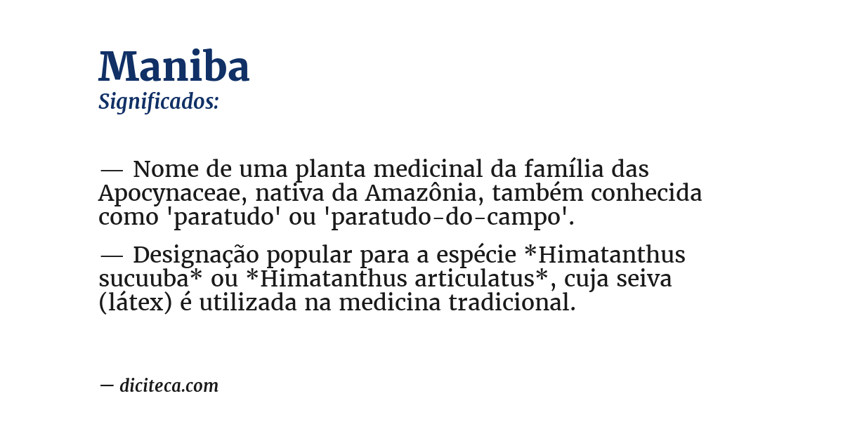 Significado de maniba