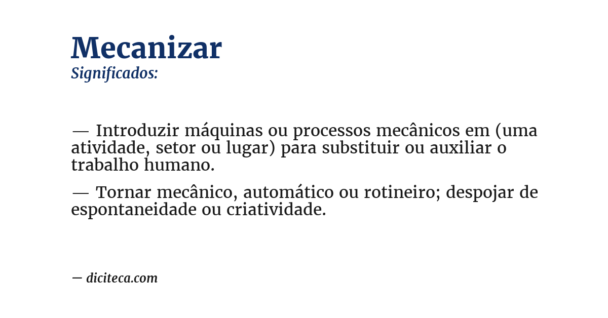 Significado de mecanizar