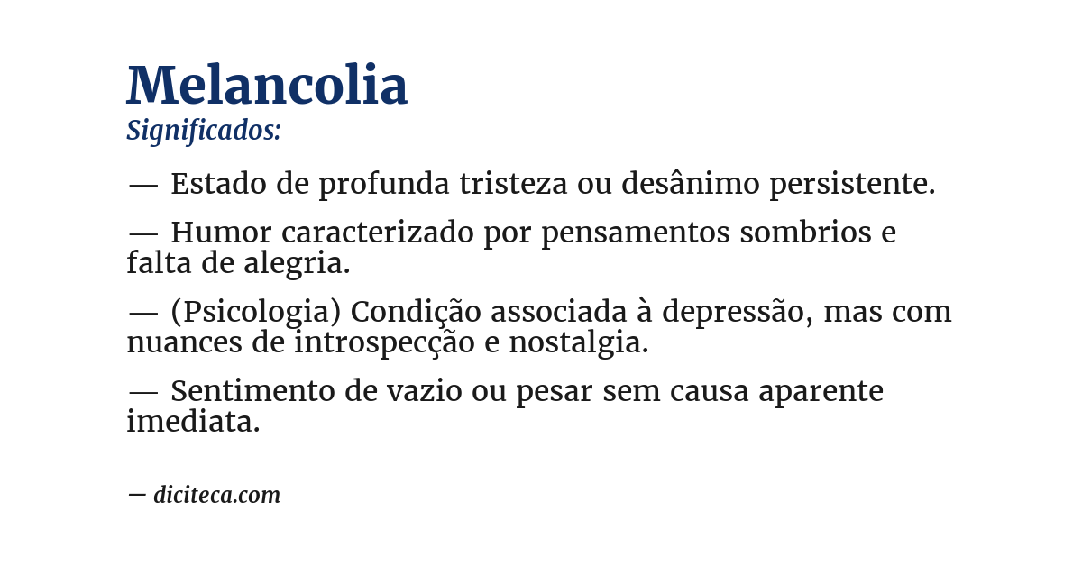 Significado de melancolia