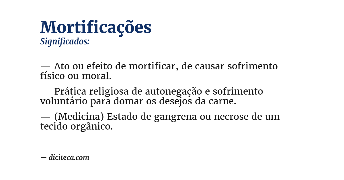 Significado de mortificações