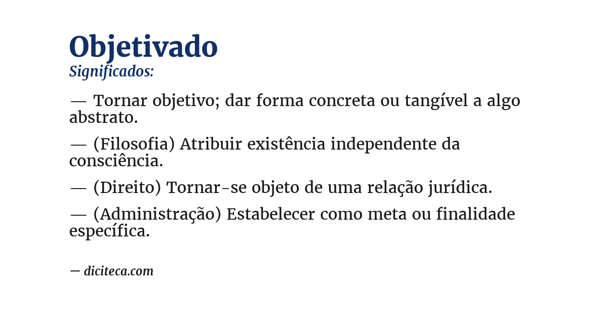 Significado de objetivado