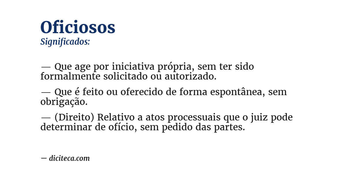 Significado de oficiosos