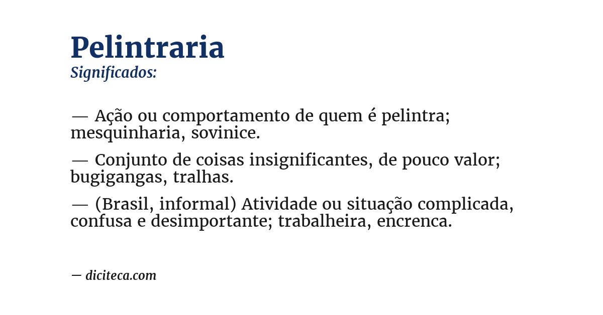 Significado de pelintraria