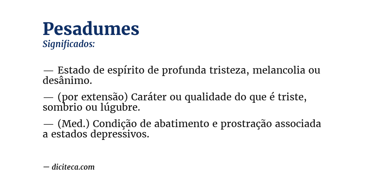 Significado de pesadumes