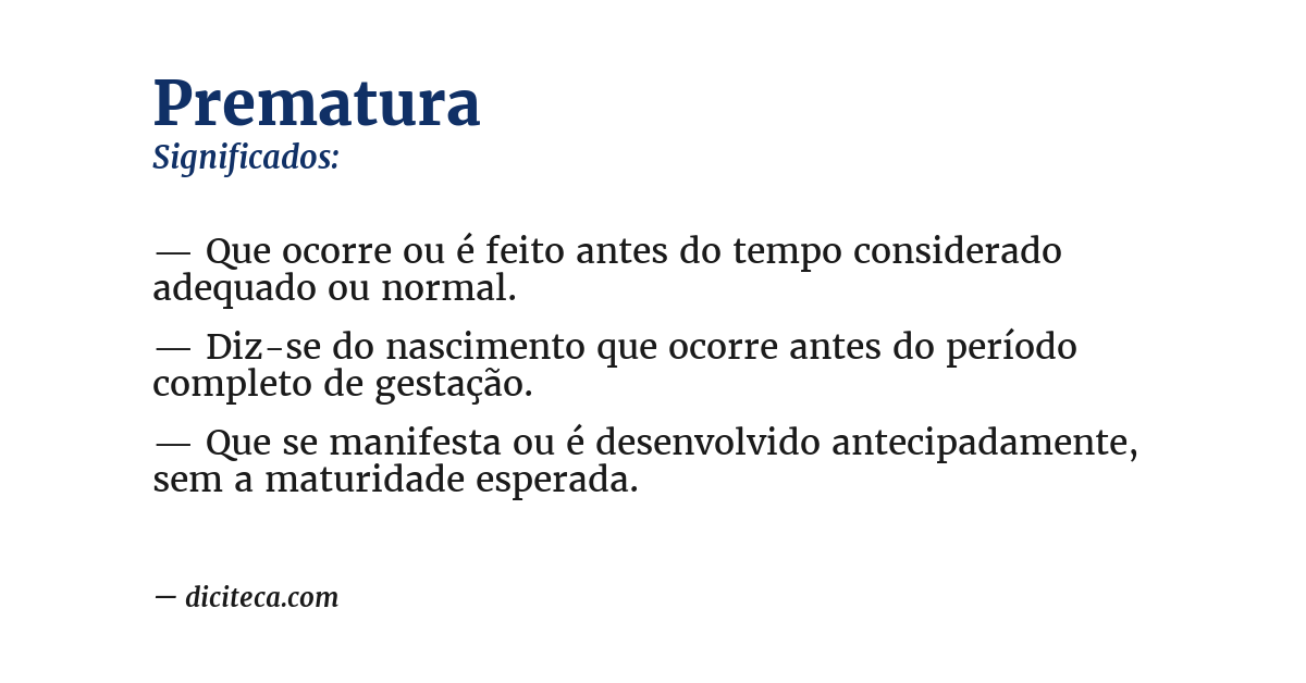 Significado de prematura