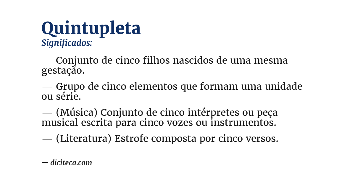 Significado de quintupleta