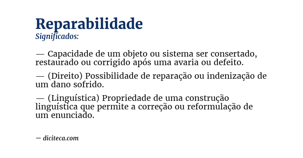 Significado de reparabilidade