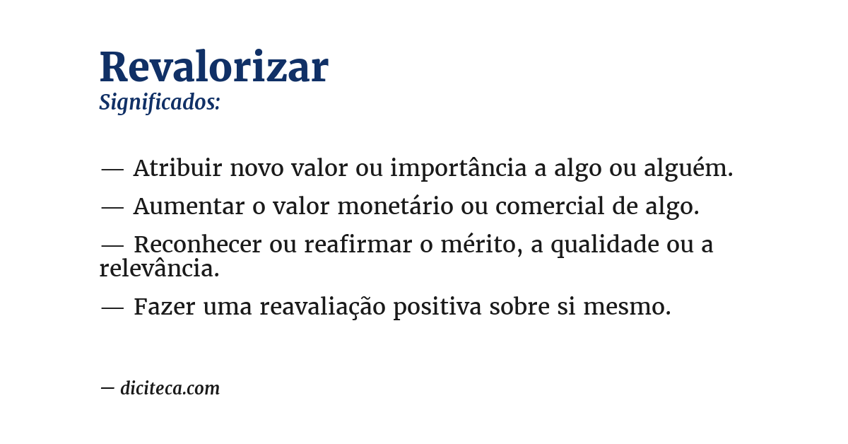 Significado de revalorizar