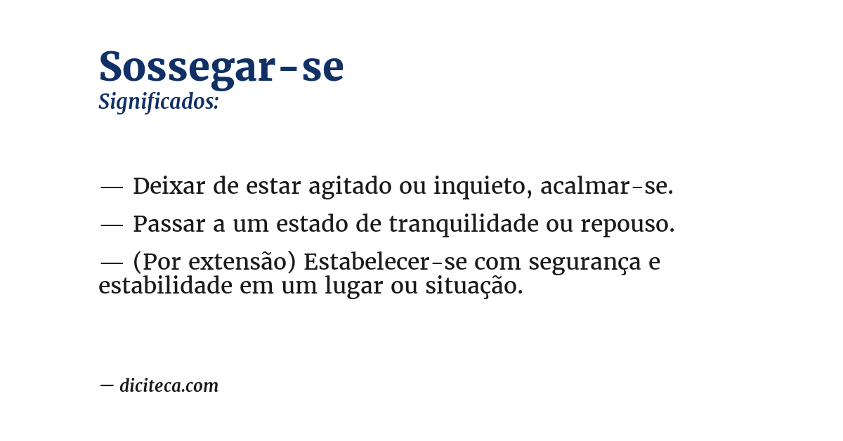 Significado de sossegar-se
