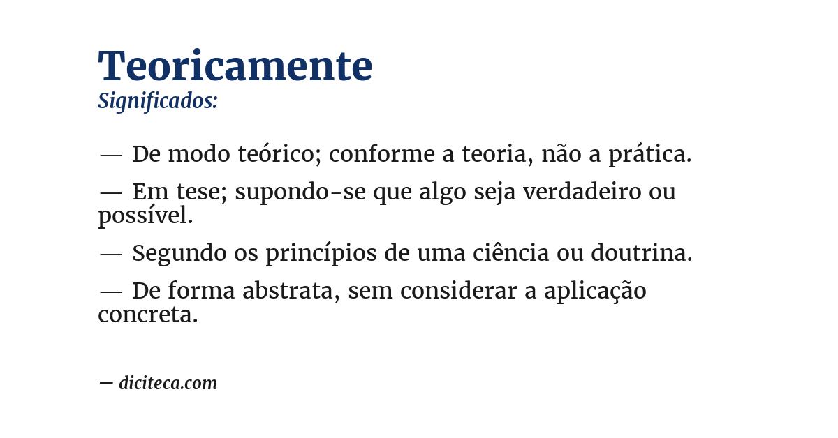Significado de teoricamente