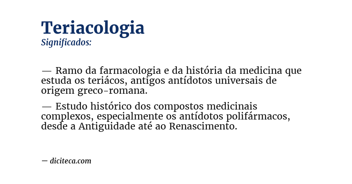Significado de teriacologia