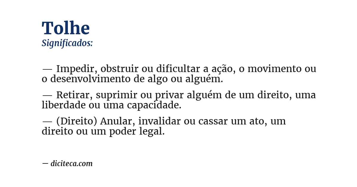 Significado de tolhe