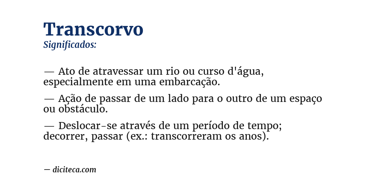 Significado de transcorvo