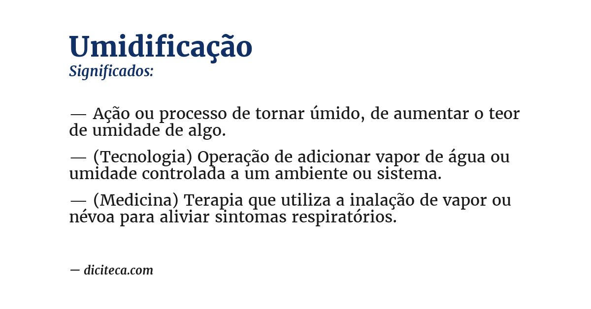 Significado de umidificação