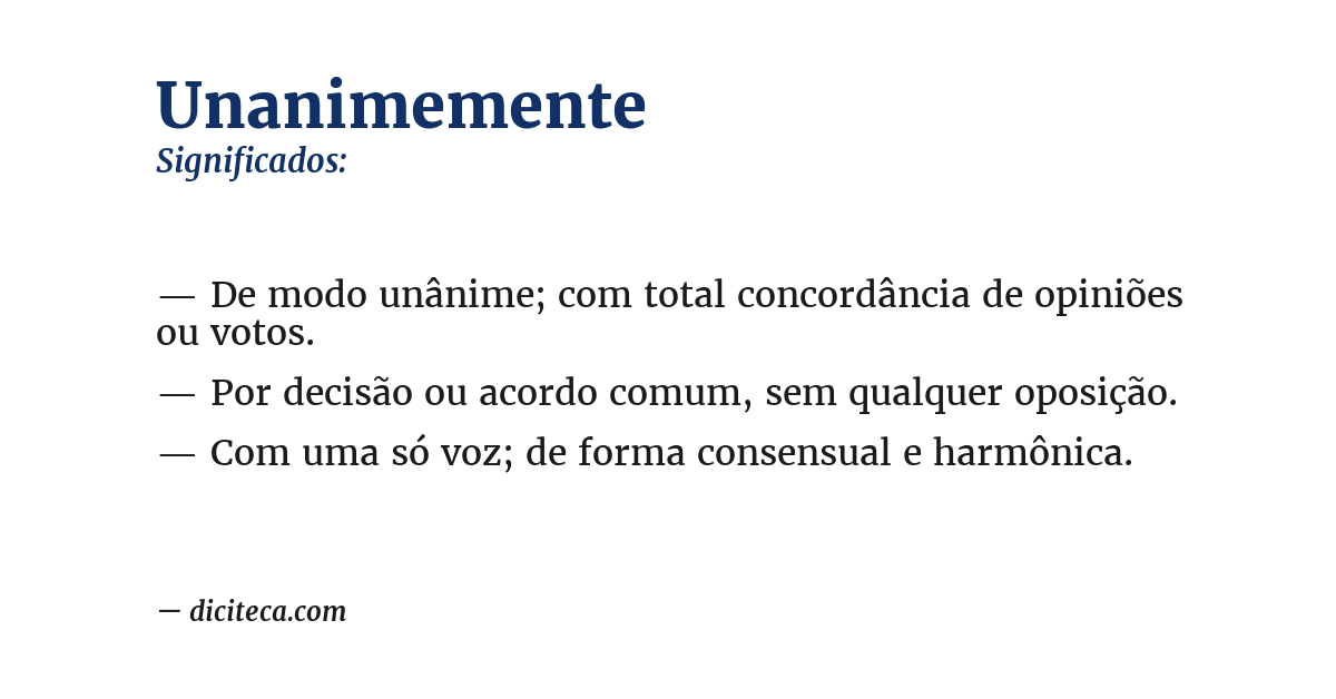 Significado de unanimemente