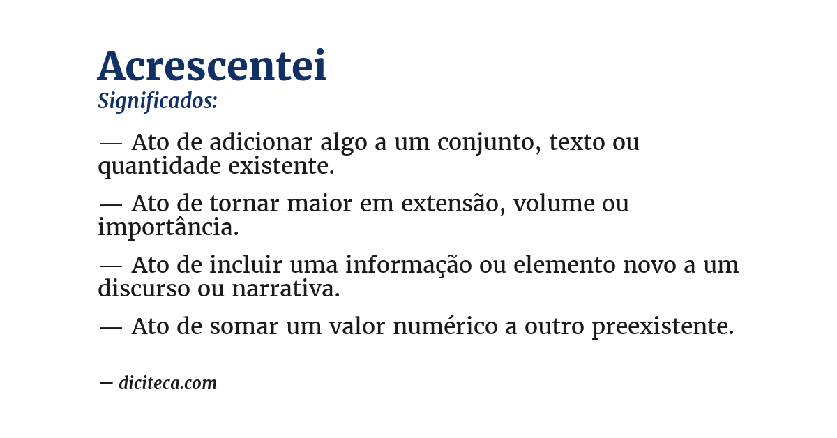 Significado de acrescentei