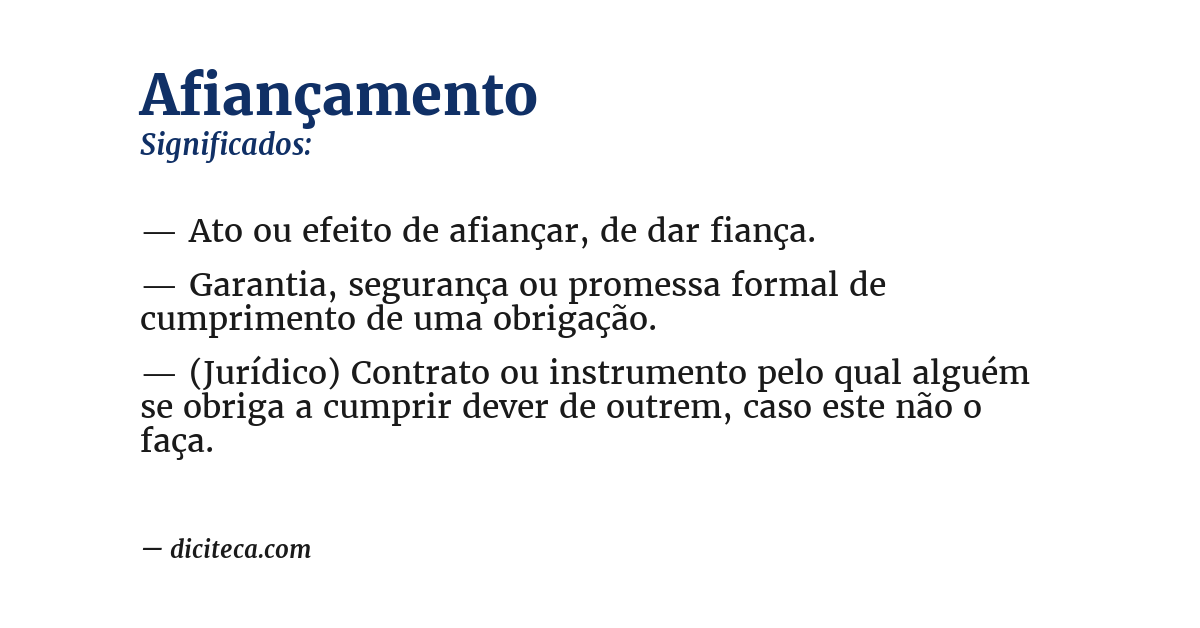 Significado de afiançamento