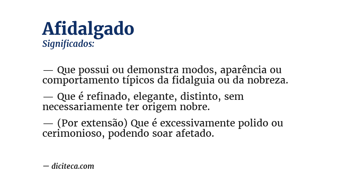 Significado de afidalgado