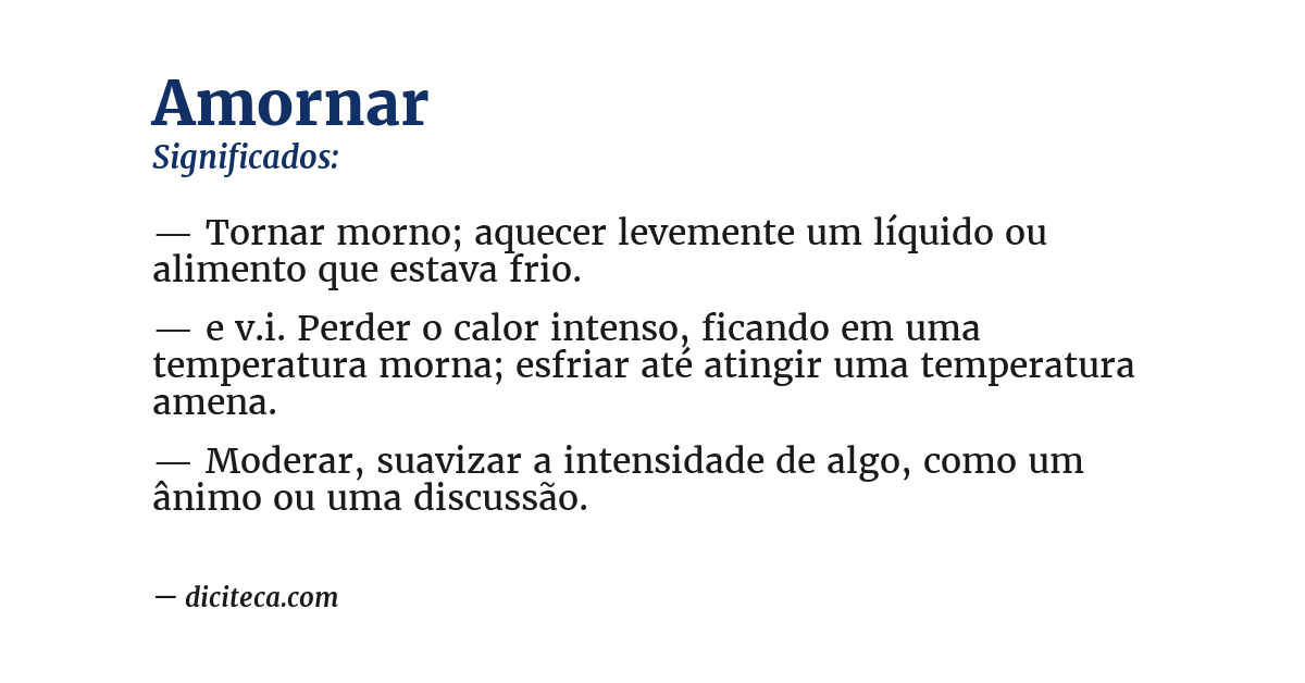 Significado de amornar