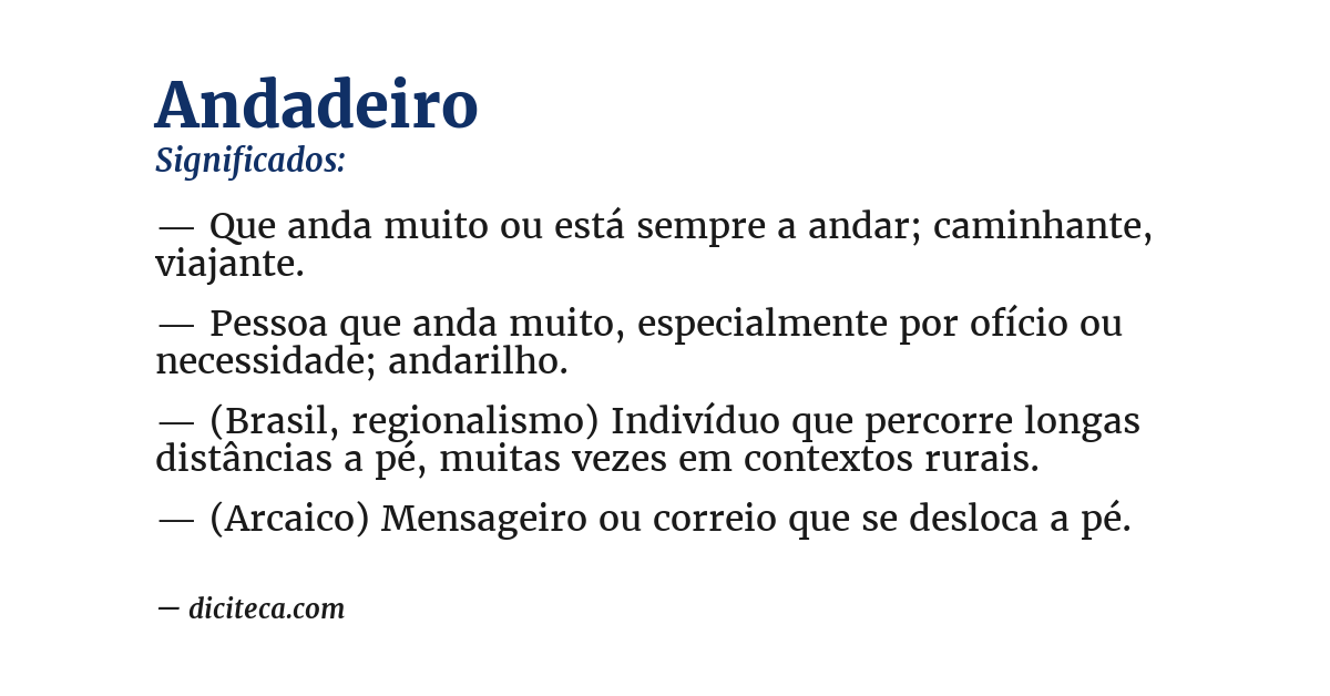 Significado de andadeiro