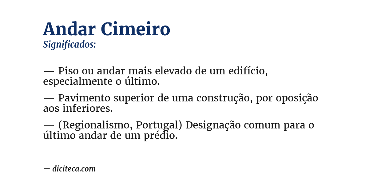 Significado de andar cimeiro