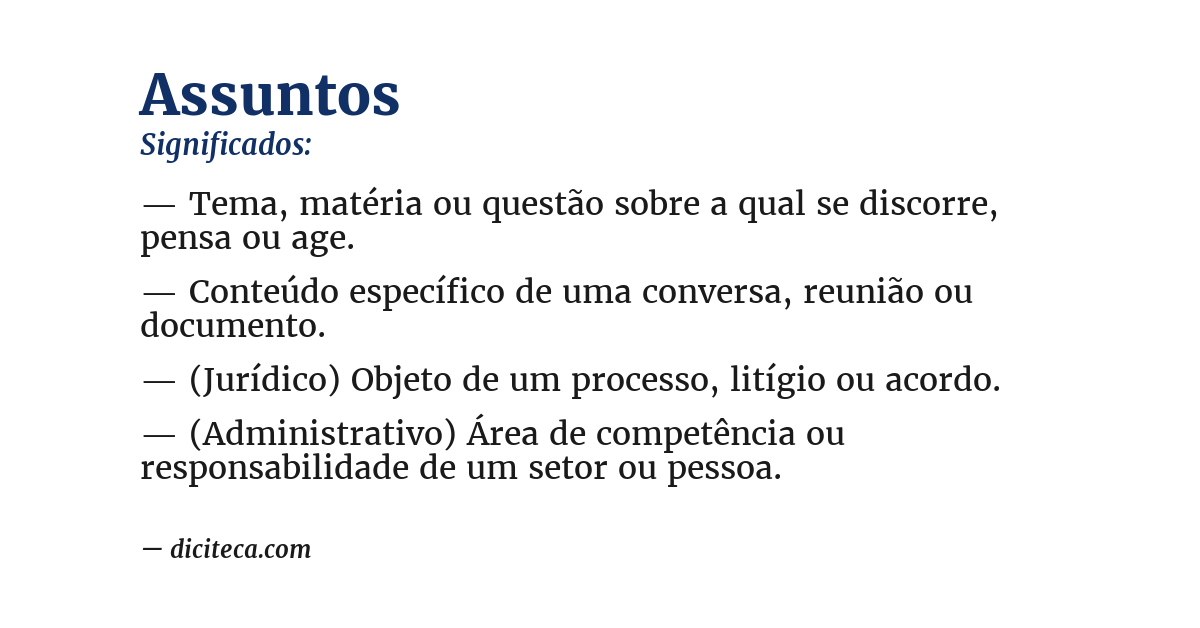 Significado de assuntos