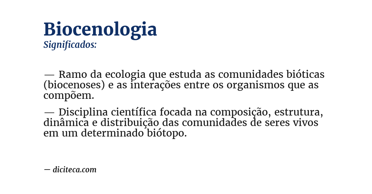 Significado de biocenologia
