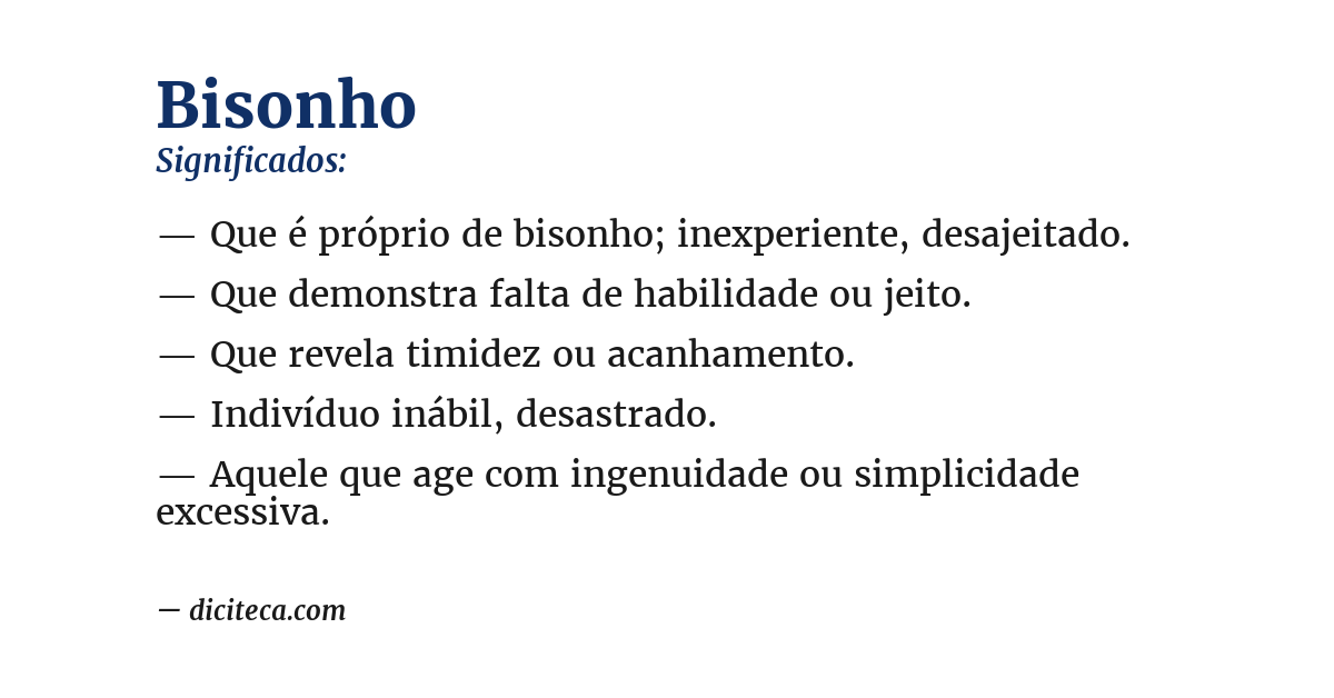Significado de bisonho