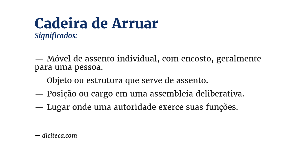 Significado de cadeira de arruar